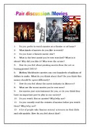 English Worksheet: movies discussion