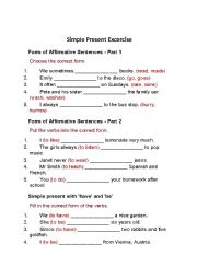 English Worksheet: Simple Present Excercise