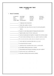 English Worksheet: Deltas Key to the Next Generation TOEFL Test Reading 1 Vocabulary Test