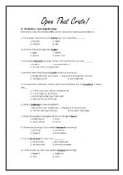 English Worksheet: The Enormouse Pearl Heist Chapter 19-20