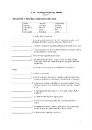 English Worksheet: Bruce Rogers TOEFL Reading Chapter 1 Vocabulary Test 