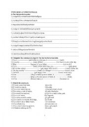 English Worksheet: Conditionals type 0