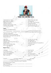 English Worksheet: Bruno Mars - When I was your man