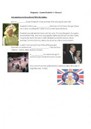 English Worksheet: Biography Queen Elizabeth II - Past simple - Group work