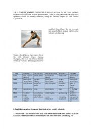 English Worksheet: Yunas weekly schedule!