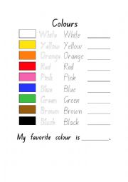 English Worksheet: Colours