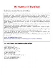 English Worksheet: The mummies of Llullaillaco: Reading Comprehension Activities 