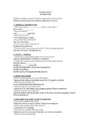 English Worksheet: Trinity Level 3 Practice