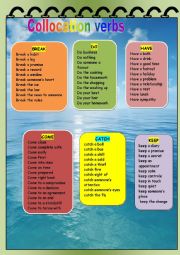 English Worksheet: verb collocations (part1)