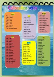 English Worksheet:  Verb collocations (part 2)