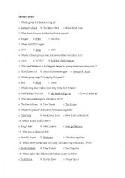 English Worksheet: Music quiz