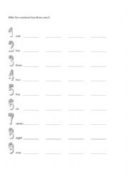 English Worksheet: Number Practice