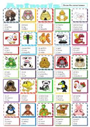 English Worksheet: Animals *** multiple choice ***