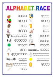 English Worksheet: Alphabet race - kids grade 2