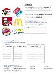 English Worksheet: JUNK FOOD