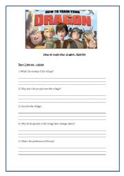 English Worksheet: How to train your dragon - Movie Activity