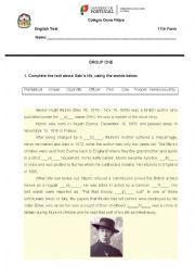 English Worksheet: English Test 11th Form Shock Tactics by Saki