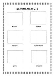 English Worksheet: School Objects Cut and Paste