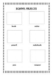 English Worksheet: School Objects Cut and Paste
