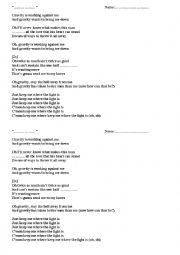 English Worksheet: Gravity-John Mayer