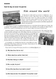 English Worksheet: Reading: children. Kids around the world (2)