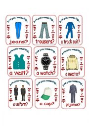 English Worksheet: Are You Wearing...? Go Fish 2/2