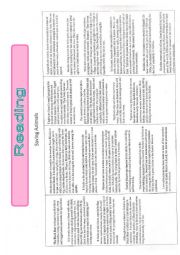 English Worksheet: Saving Animals-reading comprehension