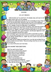 English Worksheet: my last weekend