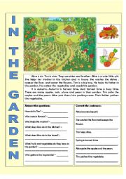 English Worksheet: In the Garden