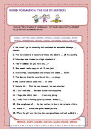 English Worksheet: Word formation