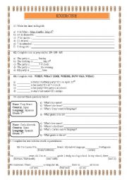 English Worksheet: EXERCISE to 7th grade