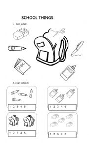 English Worksheet: School things