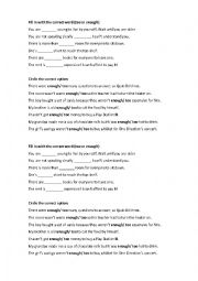 English Worksheet: Too and Enough 