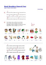 English Worksheet: Head, shoulders, knees and toes