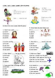 English Worksheet: exam for 7th graders (2)