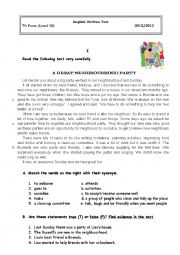 English Worksheet: Friends/Neighbours