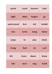 English Worksheet: Bingo: Regular and Irregular verbs