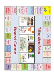 English Worksheet: Talking about School Board Game