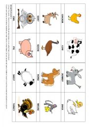 English Worksheet: Animal flashcards 3 & Game