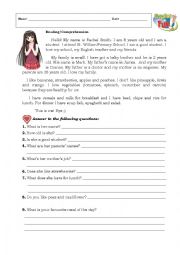 English Worksheet: Reading compreension