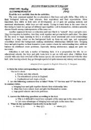 English Worksheet: An exam for third year classes for Algerian students