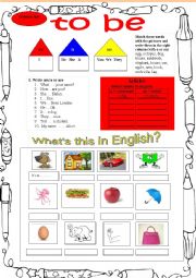 English Worksheet: to be, article a or an