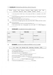 Test 6th grade - Sea animals, nationalities, present perfect