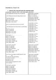 English Worksheet: Parachute by Cheryl Cole 