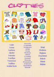 English Worksheet: clothes