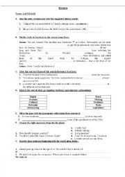 English Worksheet: Review Exercises