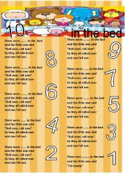 English Worksheet: SONG: Ten in the bed