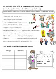 English Worksheet: exam for 8th grders (1)
