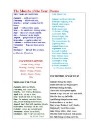 English Worksheet: Months Poems and Songs