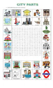 English Worksheet: CITY PARTS